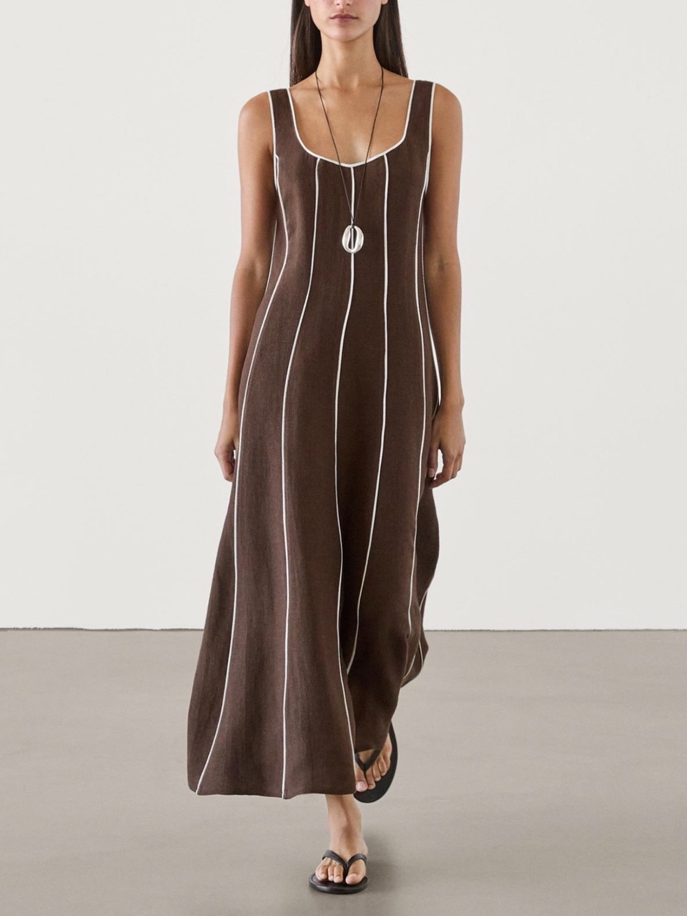 Massimo Dutti linen brown dress